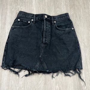 Agolde Black Denim Distressed Skirt